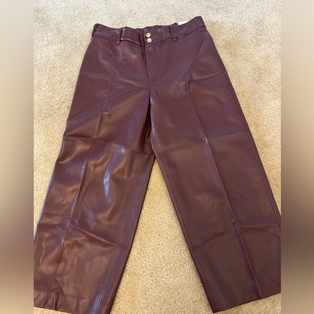 Chico's Deep Red Faux Leather Trousers